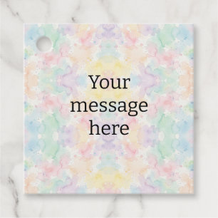 Your message here colourful rainbow pastel monogra favour tags