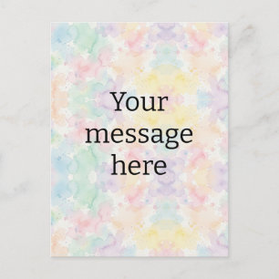 Your message here colourful rainbow pastel monogra holiday postcard