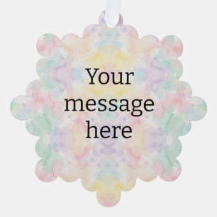 Your message here colourful rainbow pastel monogra ornament card