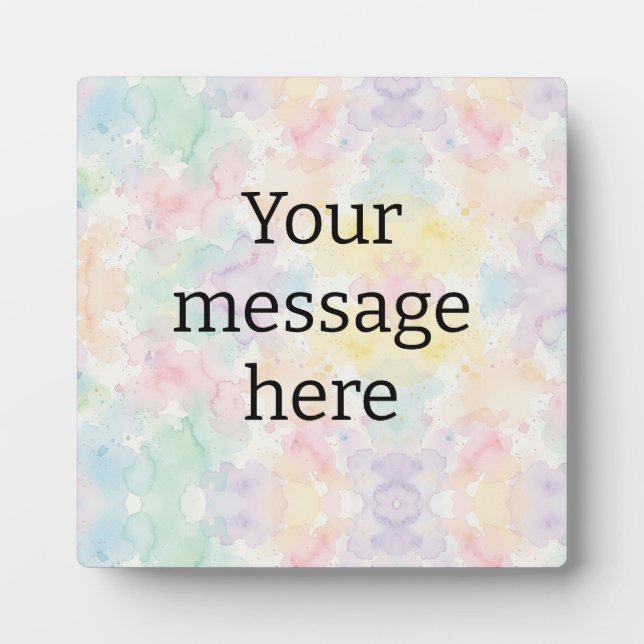 Your message here colourful rainbow pastel monogra plaque (Front)