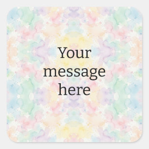 Your message here colourful rainbow pastel monogra square sticker