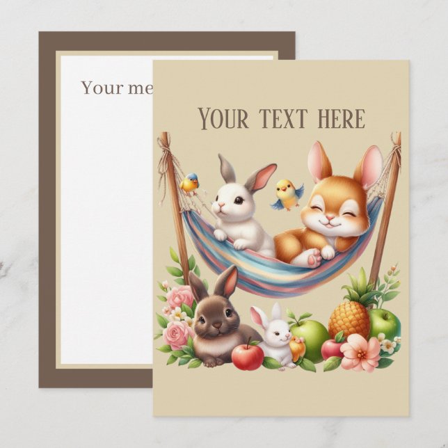 Your message here cute baby animals  card (Front/Back)