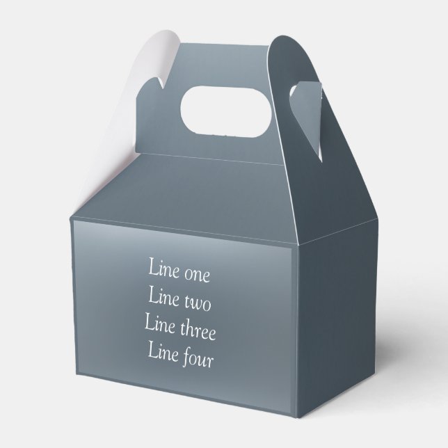 Your message here gray blue metallic background te favor box (Front Side)