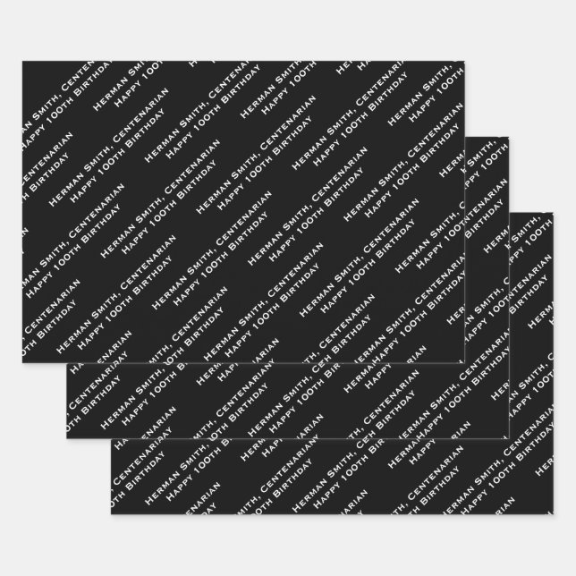 Your Message Pattern All-over Print - Black/White  Wrapping Paper Sheet (Set)