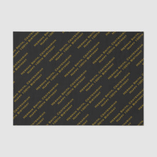 Your Message Pattern - All-over Print - Gold/Black Tissue Paper