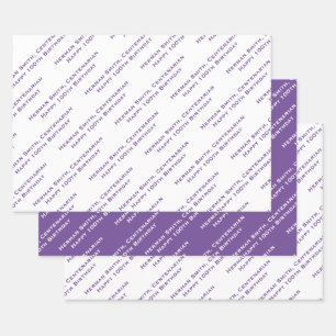 Your Message Pattern All-over Print Purple/White  Wrapping Paper Sheet