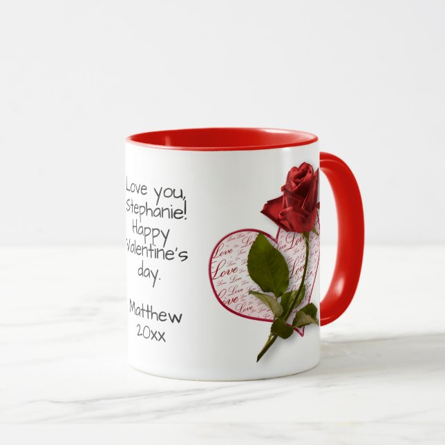 Your Message  Red Rose Photo Valentine Mug (Front Right)