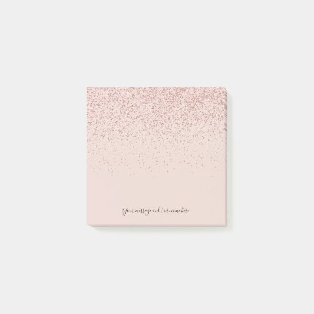 Your Message Rose Gold Glitter Post-it Notes (Front)