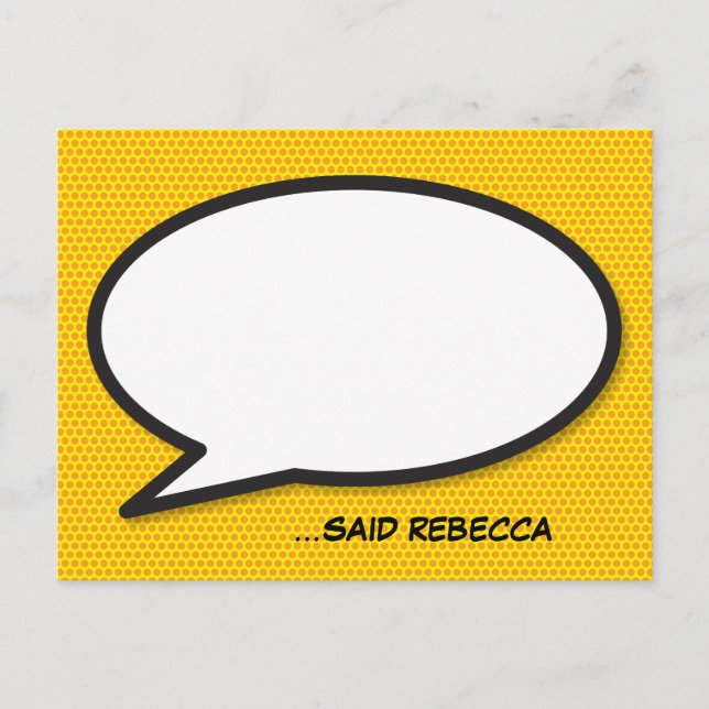 Your Message Speech Bubble Fun Retro Comic Book Announcement Postcard (Front)