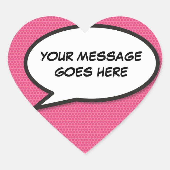 Your Message Speech Bubble Fun Retro Comic Book Heart Sticker (Front)