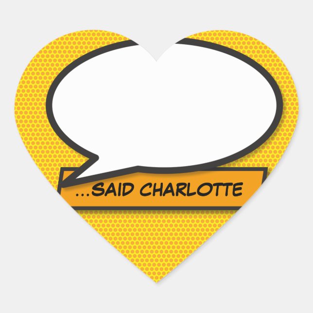 Your Message Speech Bubble Fun Retro Comic Book Heart Sticker (Front)