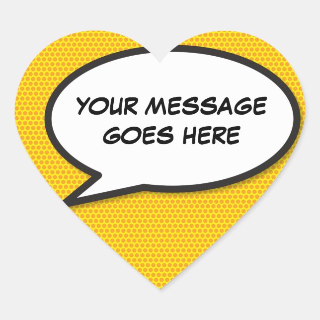 Your Message Speech Bubble Fun Retro Comic Book Heart Sticker (Front)