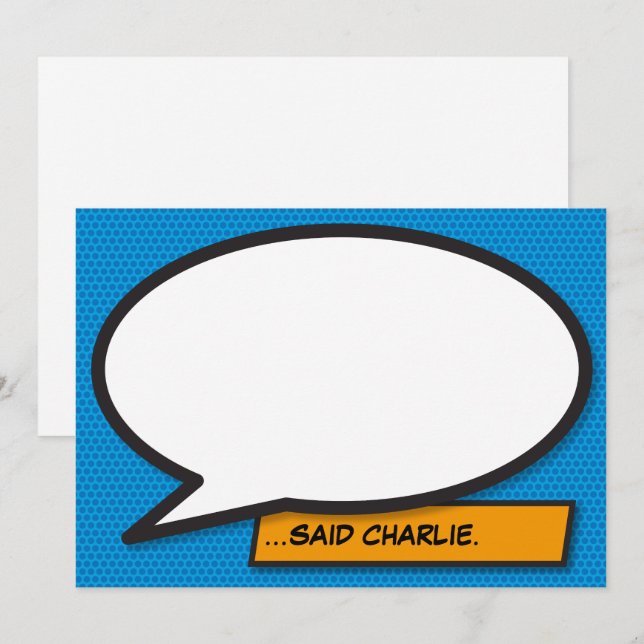 Your Message Speech Bubble Fun Retro Comic Book Invitation (Front/Back)