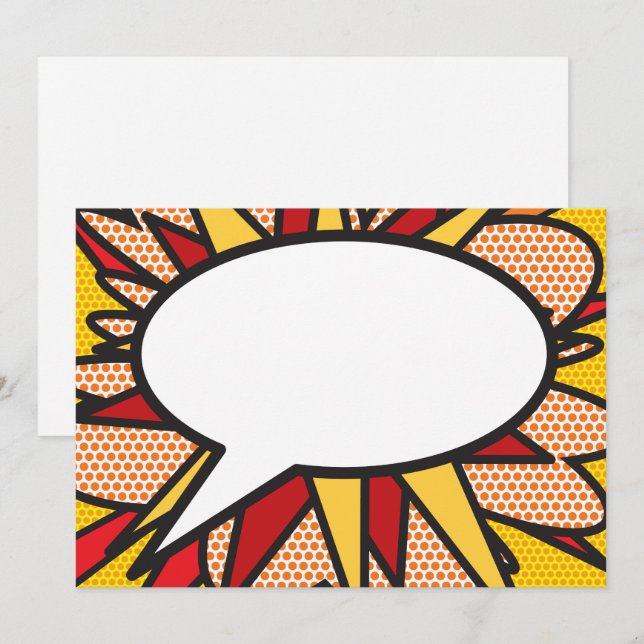 Your Message Speech Bubble Fun Retro Comic Book Invitation (Front/Back)