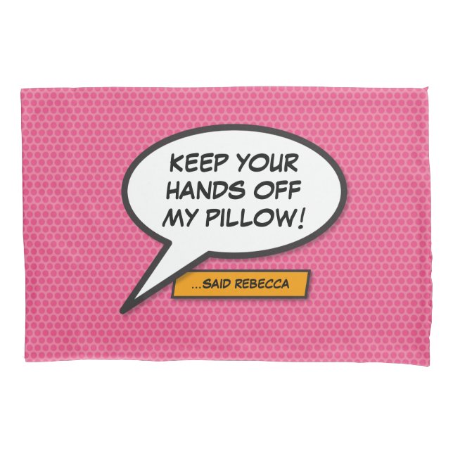 Your Message Speech Bubble Fun Retro Comic Book Pillowcase (Front)