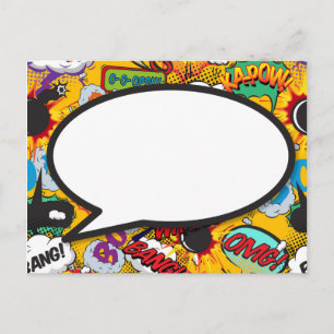 Your Message Speech Bubble Fun Retro Comic Book Postcard