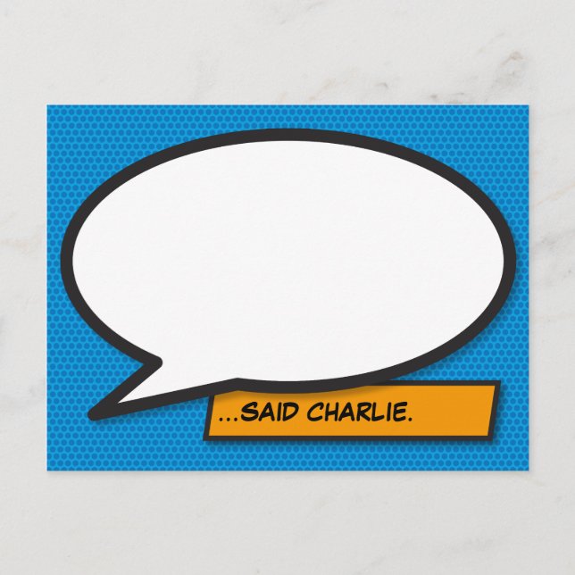 Your Message Speech Bubble Fun Retro Comic Book Postcard (Front)