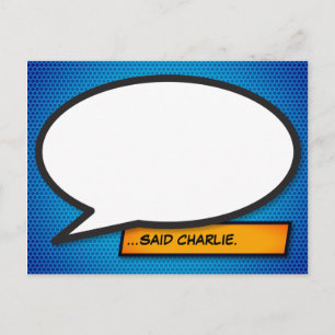 Your Message Speech Bubble Fun Retro Comic Book Postcard