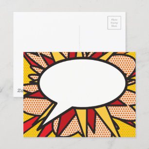 Your Message Speech Bubble Fun Retro Comic Book Postcard