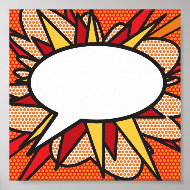 Your Message Speech Bubble Fun Retro Comic Book Poster (Front)