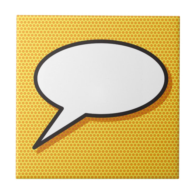 Your Message Speech Bubble Fun Retro Comic Book Tile (Front)