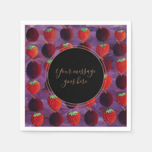Your Message Strawberries and Plums Red Fruit Napkin