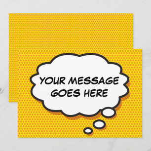 Your Message Thought Bubble Fun Retro Comic Book Invitation