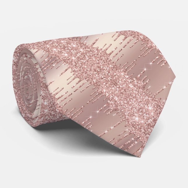 Your Modern Neck Tie Rose Blush Glitter Drips (Rolled)
