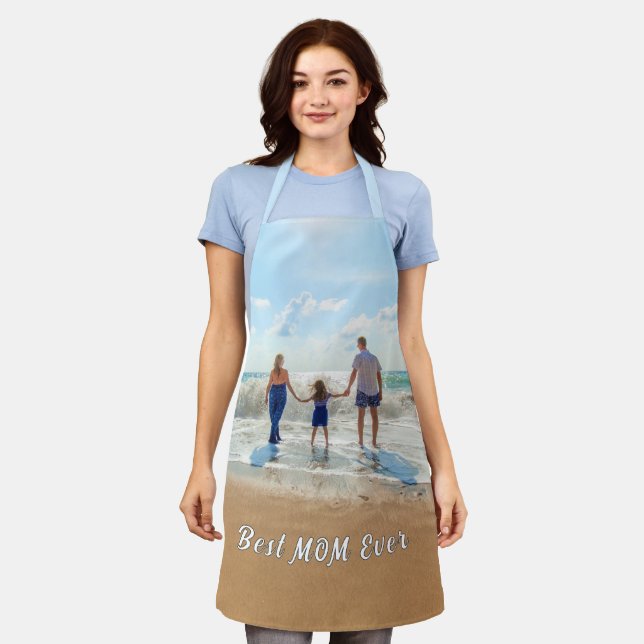 Your Mom Photo Apron with Text - Best Mom Ever (Worn)