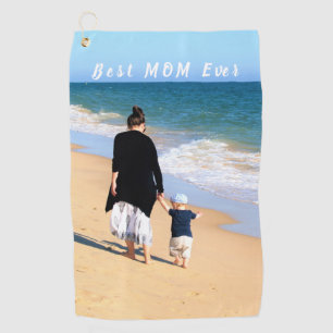 Your Mom Photo Golf Towel Gift with Custom Text