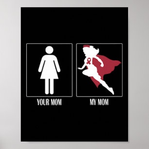 Your Mom Vs My Mom Sickle Cell Warrior Burgundy Ri Poster