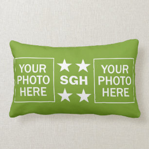 Your Monogram & 2 Photos custom throw pillow