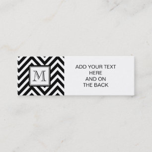 YOUR MONOGRAM, BLACK CHEVRON MINI BUSINESS CARD