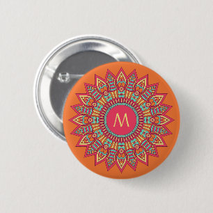 Your Monogram in a Boho Frame buttons