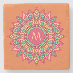 Your Monogram in a Boho Frame stone coasters