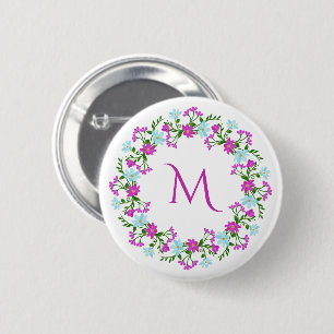 Your Monogram in a Flower Frame custom buttons