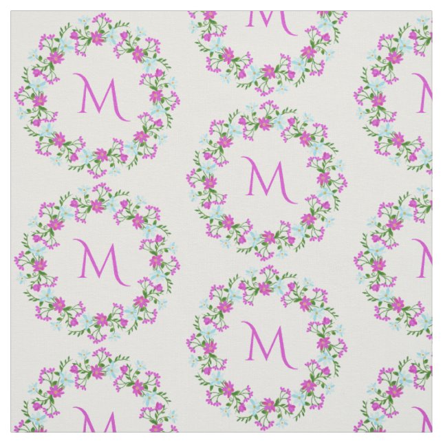 Your Monogram in a Flower Frame custom fabric (Swatch)