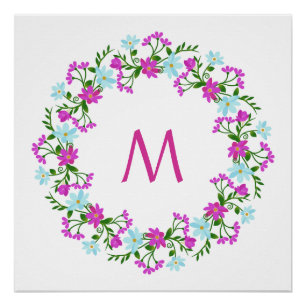 Your Monogram in a Flower Frame custom poster