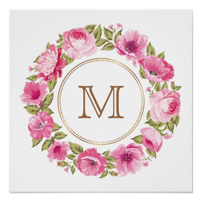 Your Monogram in a Flower Frame custom poster (Front)