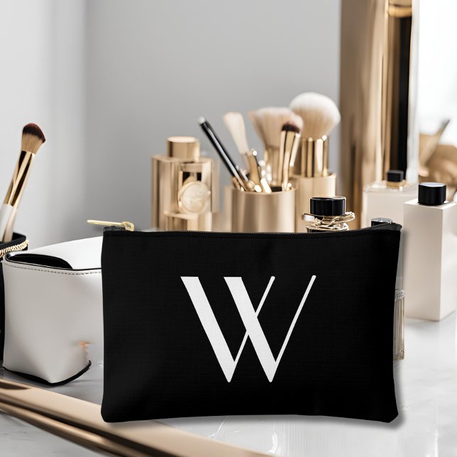 Your monogram in black&white   accessory pouch (Creator Uploaded)