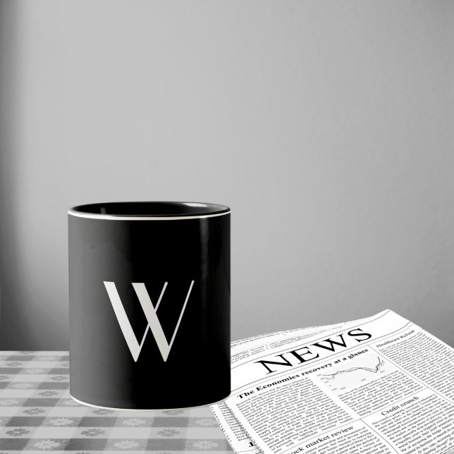 Your monogram in black&white   Two-Tone coffee mug (Creator Uploaded)