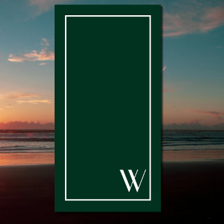 Your monogram in dark green &white  beach towel
