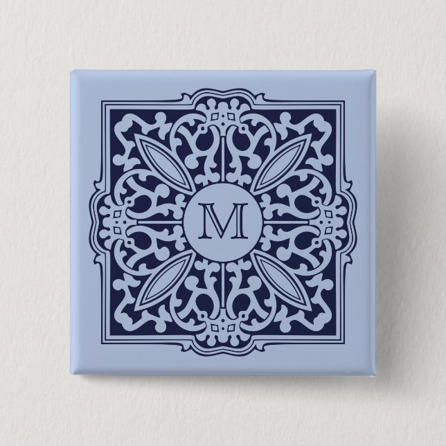 YOUR MONOGRAM in decorative frame custom button (Front)