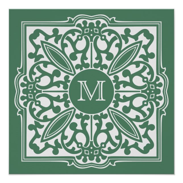 YOUR MONOGRAM in decorative frame custom poster (Front)
