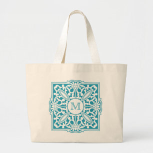 YOUR MONOGRAM in decorative frame tote bags