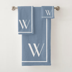 Your monogram in faded denim colour bath towel set