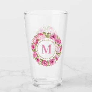 Your Monogram in Flower Frame pint glass