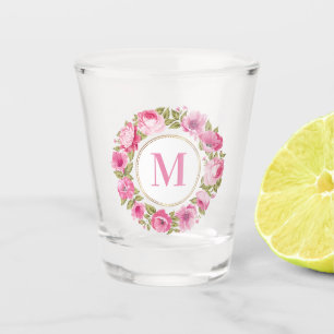 Your Monogram in Flower Frame shot glass