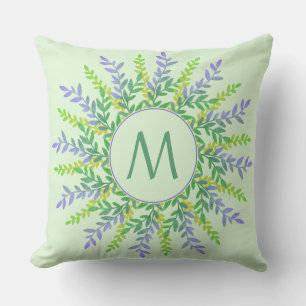 Your Monogram in Leaf Frame throw pillow