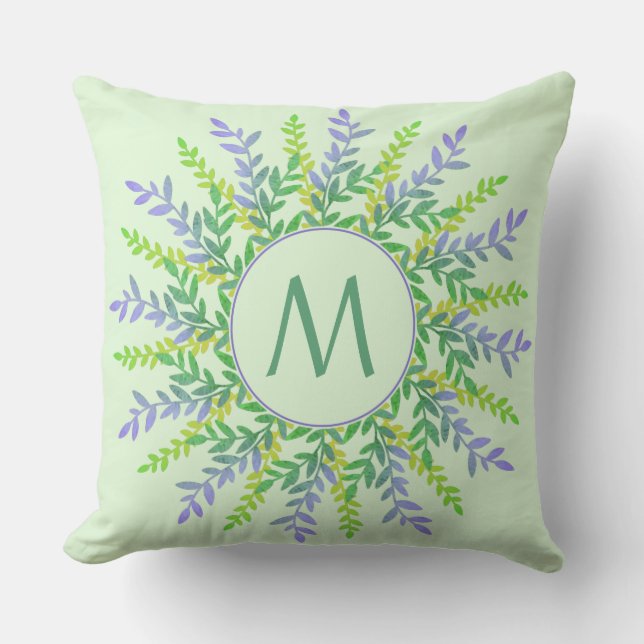Your Monogram in Leaf Frame throw pillow (Front)